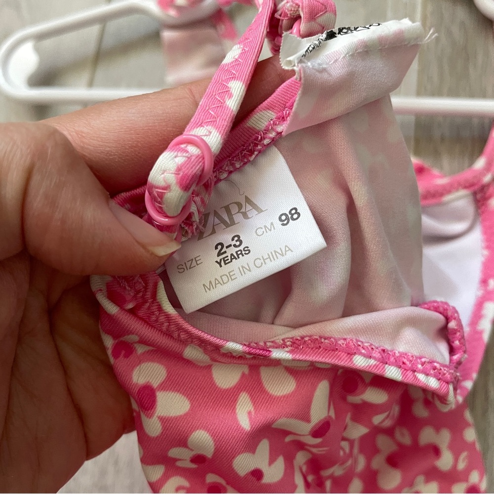 Zara Floral Swimsuit ruffle racerback one piece girls Pink (size 2-3 years) swim - Picture 3 of 5